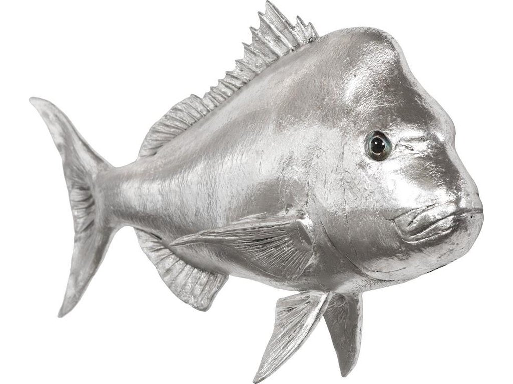 Australian Snapper Fish Wall Sculpture, Resin, Silver Leaf - image 1