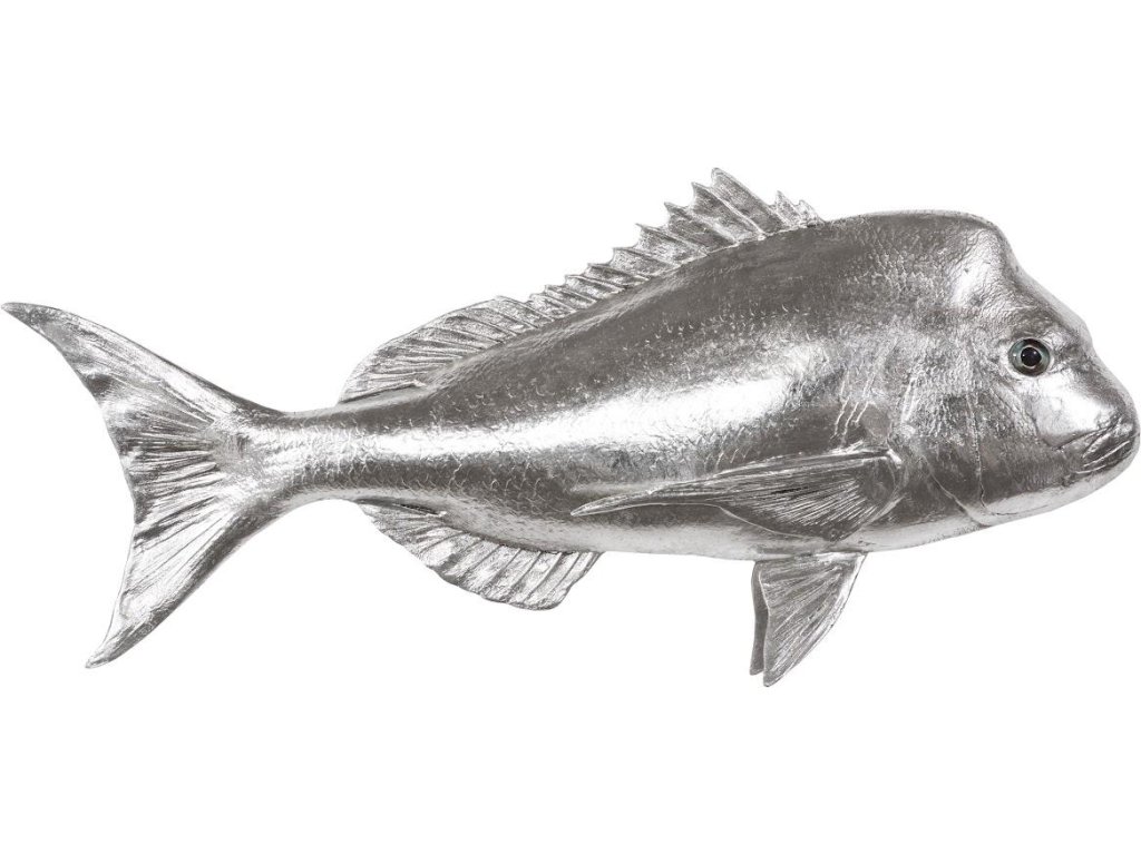 Australian Snapper Fish Wall Sculpture, Resin, Silver Leaf - main image