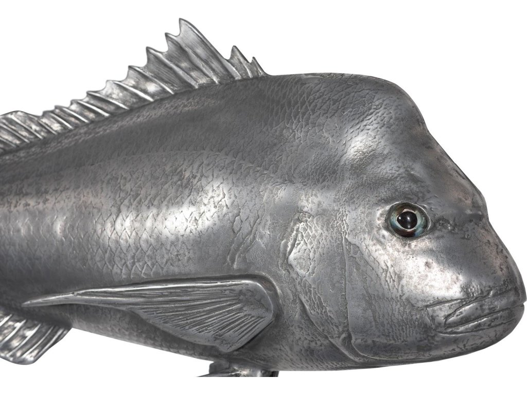 Australian Snapper Fish Wall Sculpture, Resin, Polished Aluminum Finish - image 1