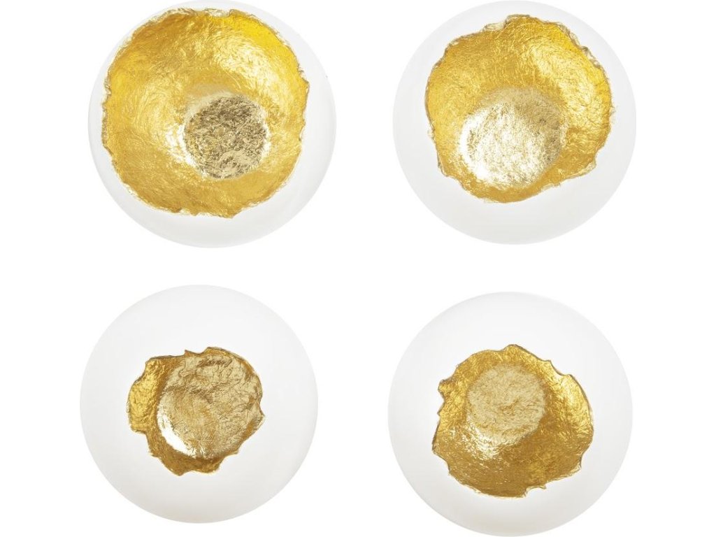 Broken Egg Wall Art, White and Gold Leaf, Set of 4 - image 1