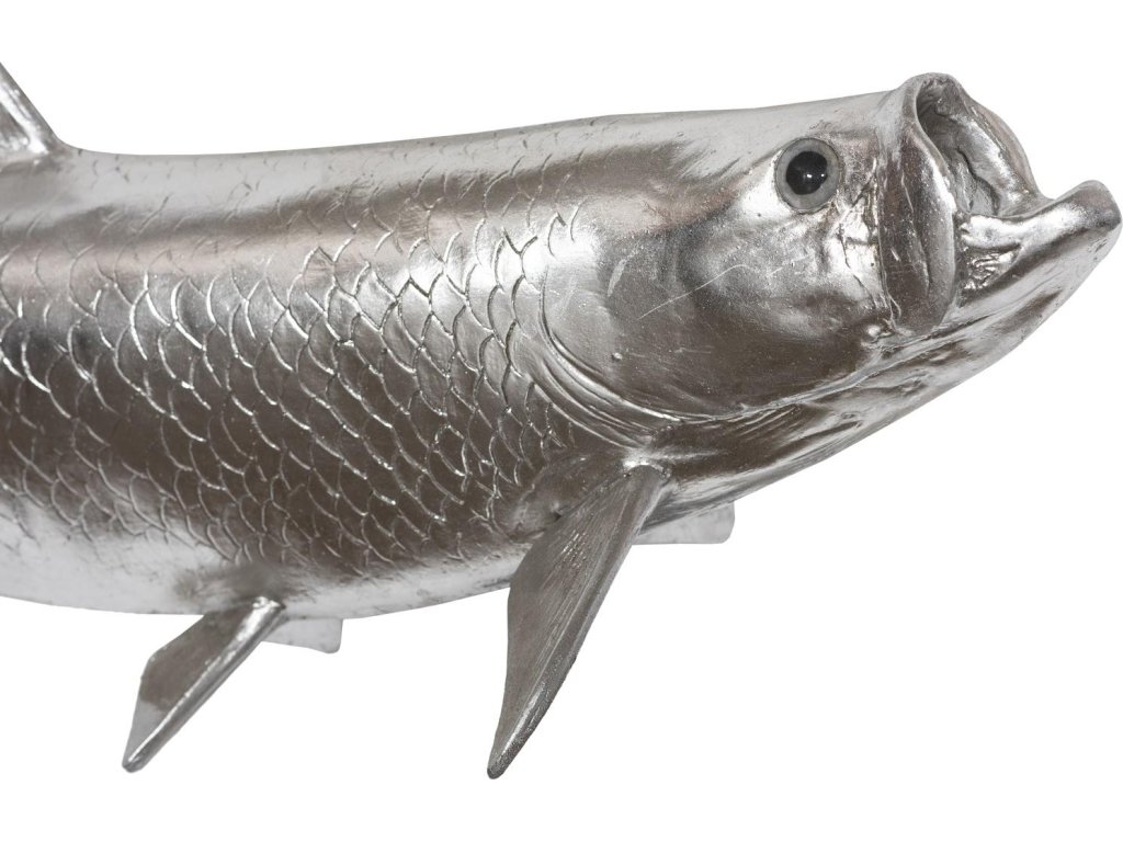 Tarpon Fish Wall Sculpture, Resin, Silver Leaf - image 1