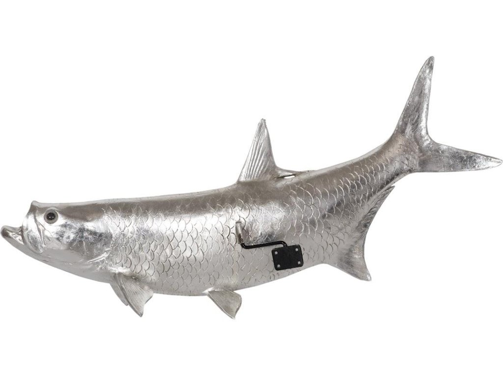 Tarpon Fish Wall Sculpture, Resin, Silver Leaf - image 2