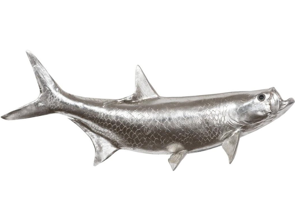 Tarpon Fish Wall Sculpture, Resin, Silver Leaf - main image