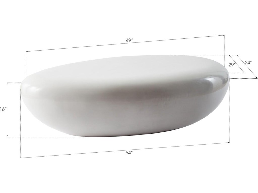 River Stone Coffee Table, Gel Coat White, Large - image 2