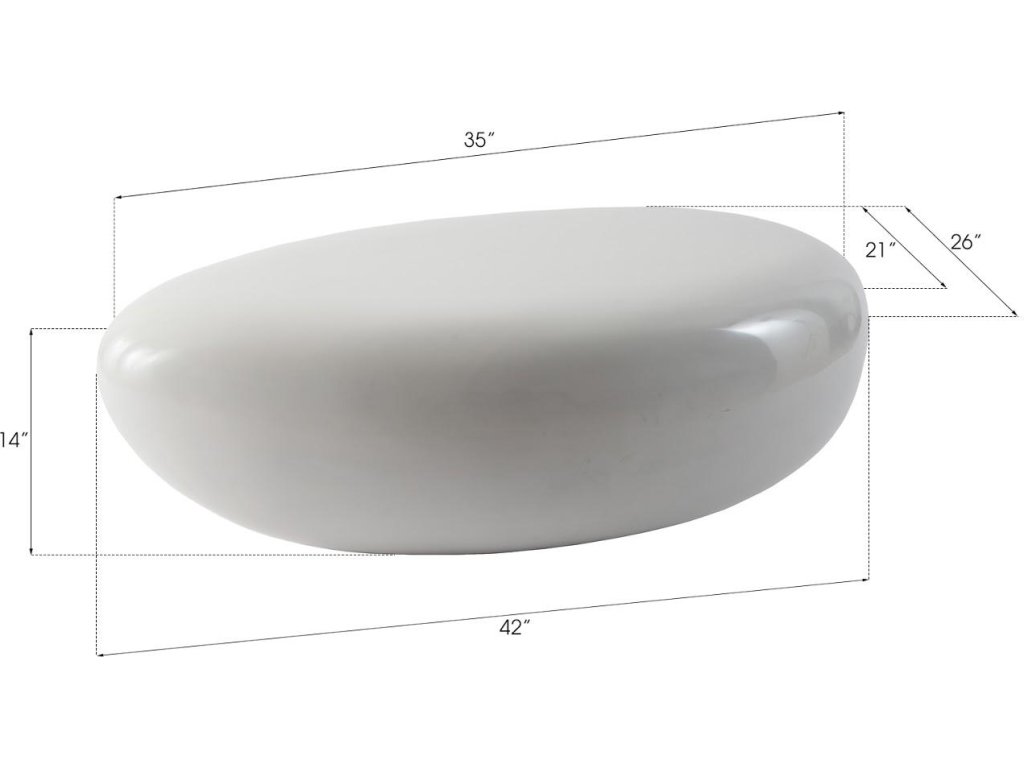 River Stone Coffee Table, Gel Coat White, Small - image 2