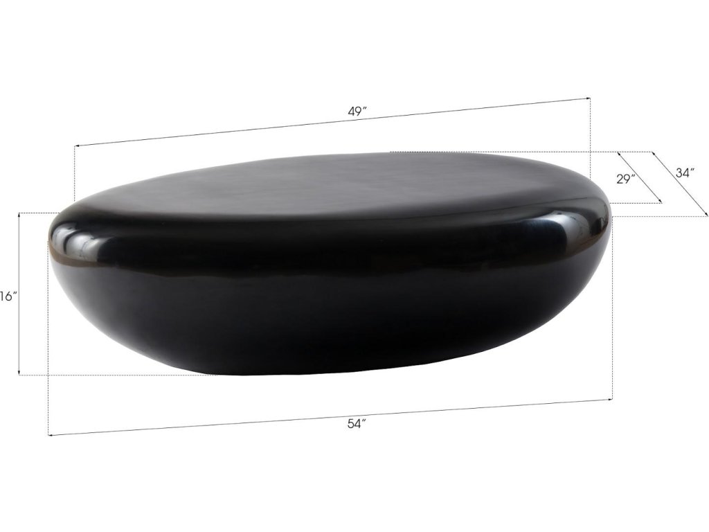 River Stone Coffee Table, Gel Coat Black, Large - image 2