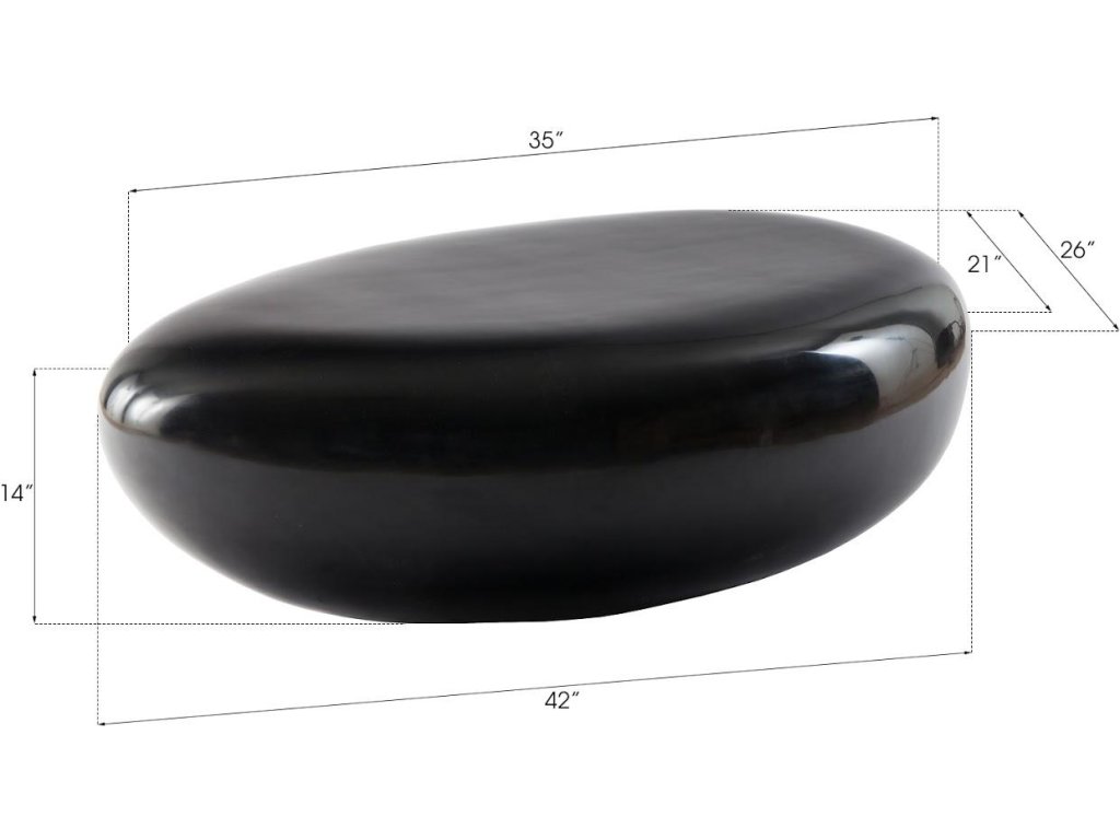 River Stone Coffee Table, Gel Coat Black, Small - image 2