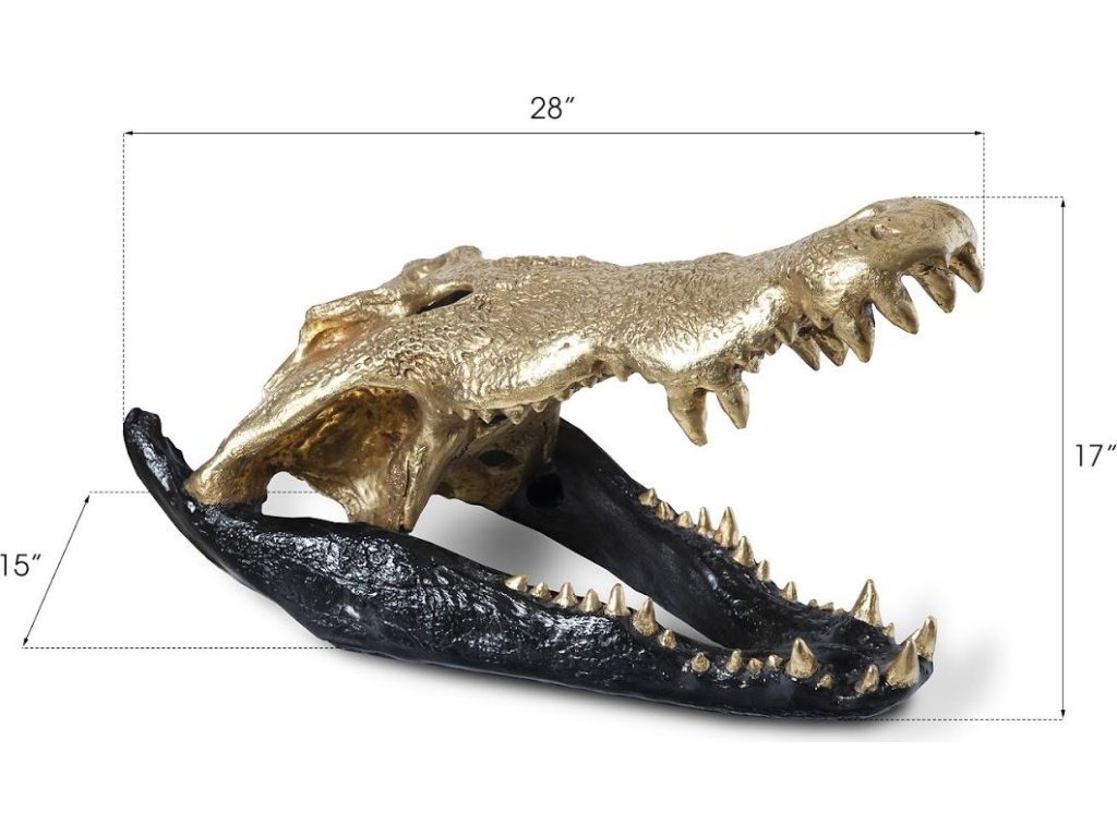 Crocodile Skull, Black/Gold Leaf - image 3