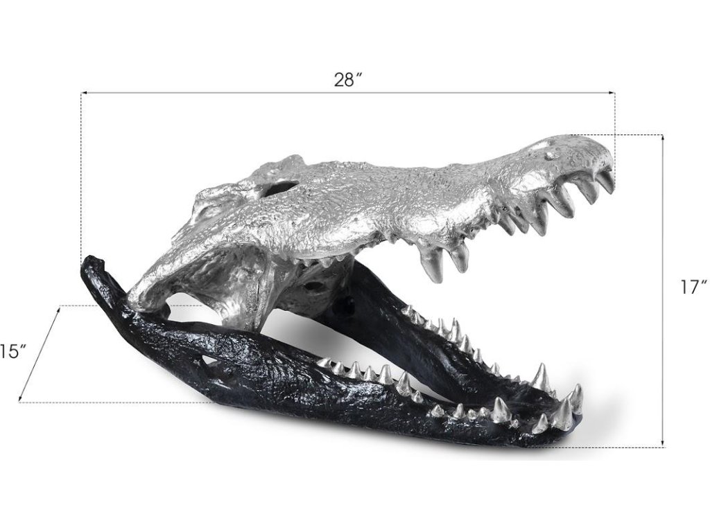 Crocodile Skull, Black/Silver Leaf - image 3
