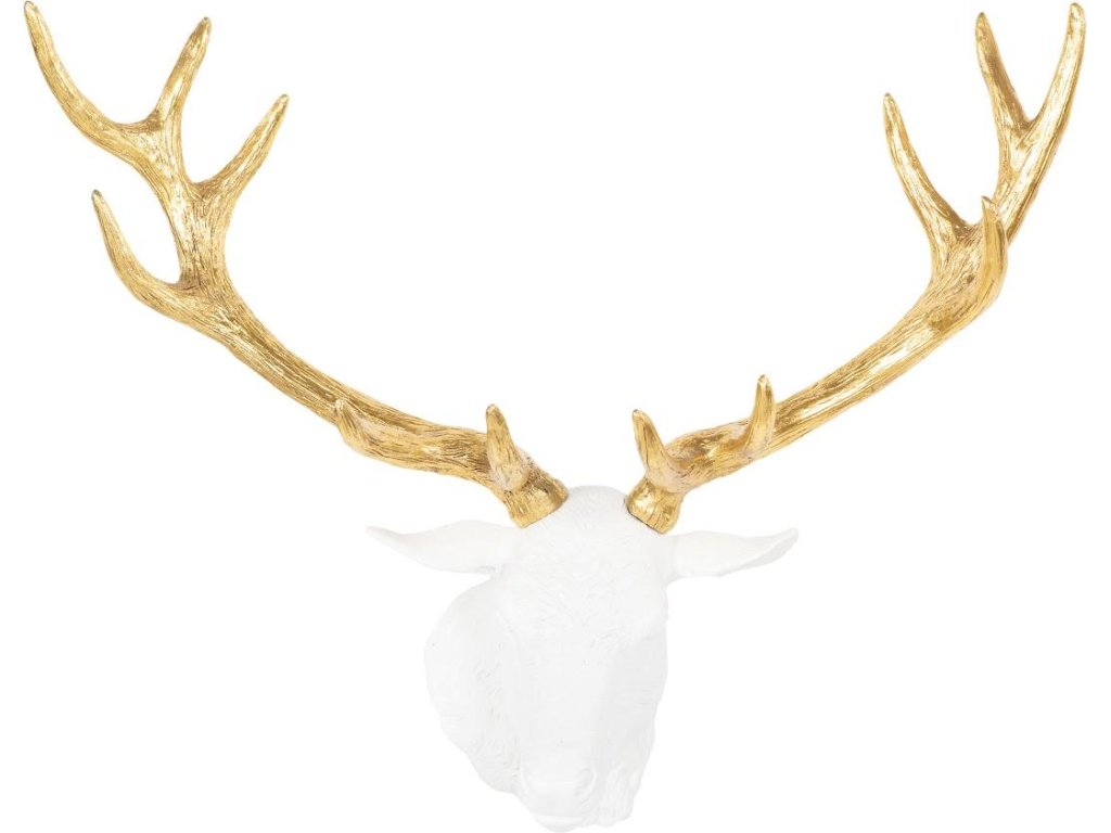 Stag Deer Head, White, Gold Leaf - image 1