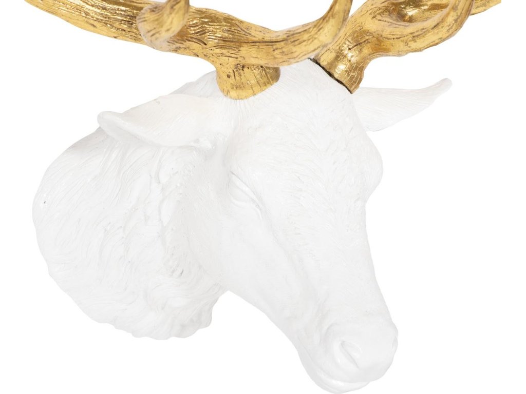 Stag Deer Head, White, Gold Leaf - image 2