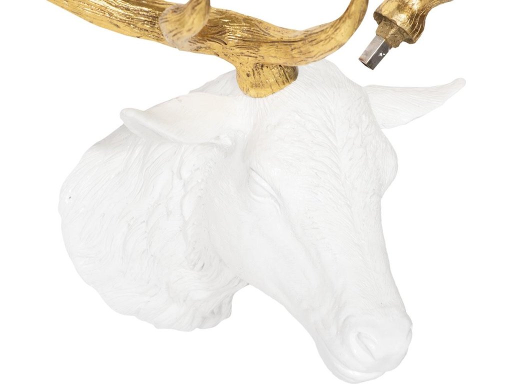 Stag Deer Head, White, Gold Leaf - image 3