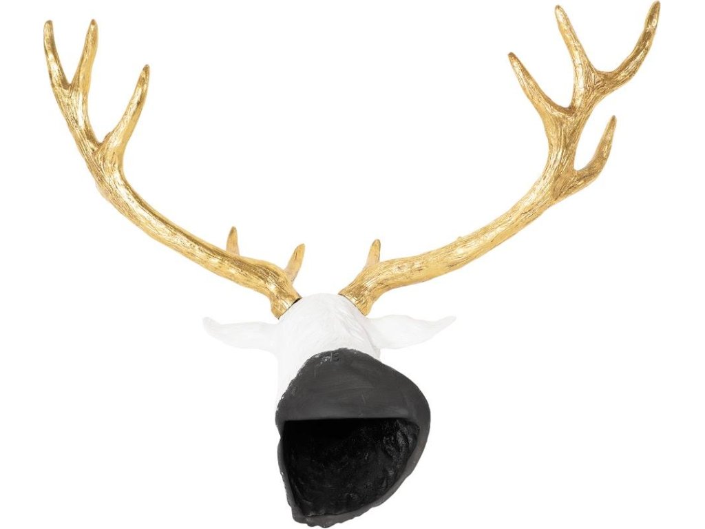 Stag Deer Head, White, Gold Leaf - image 4