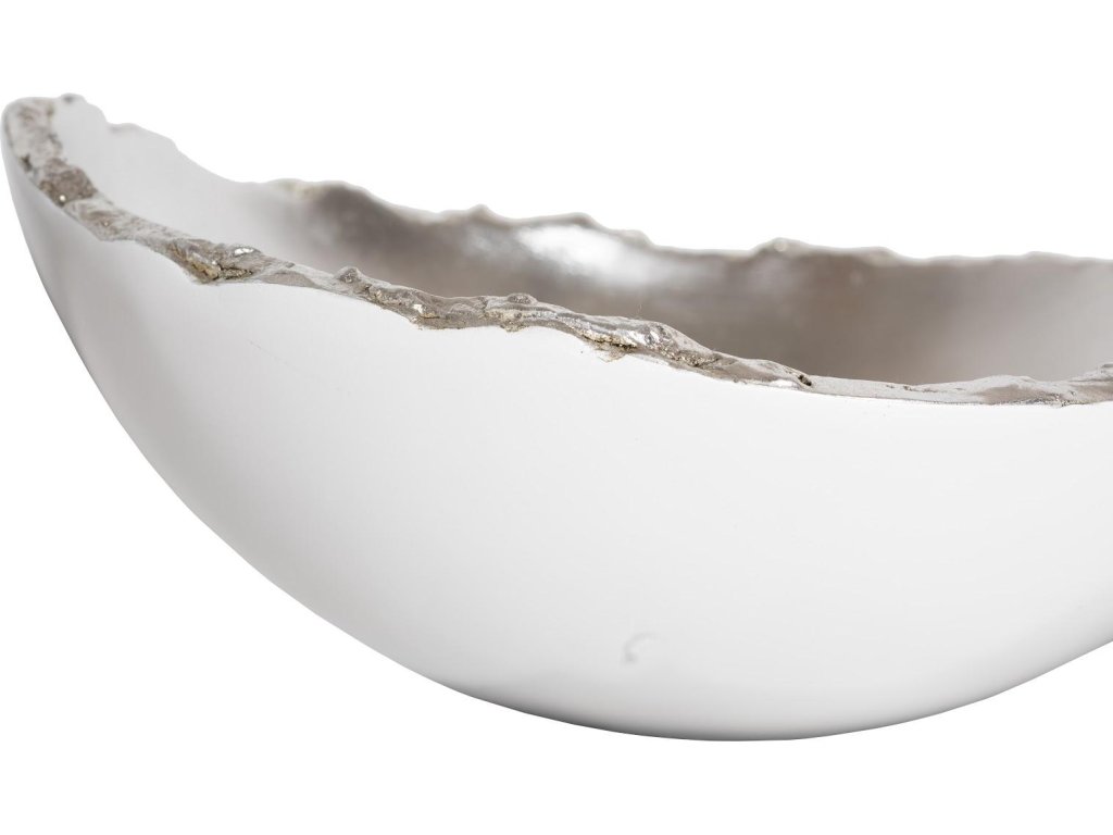 Broken Egg Bowl, White and Silver Leaf - image 2