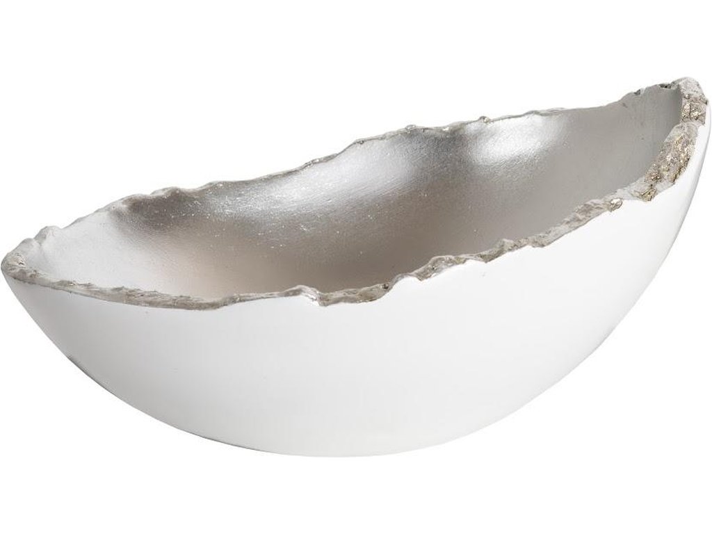 Broken Egg Bowl, White and Silver Leaf - main image