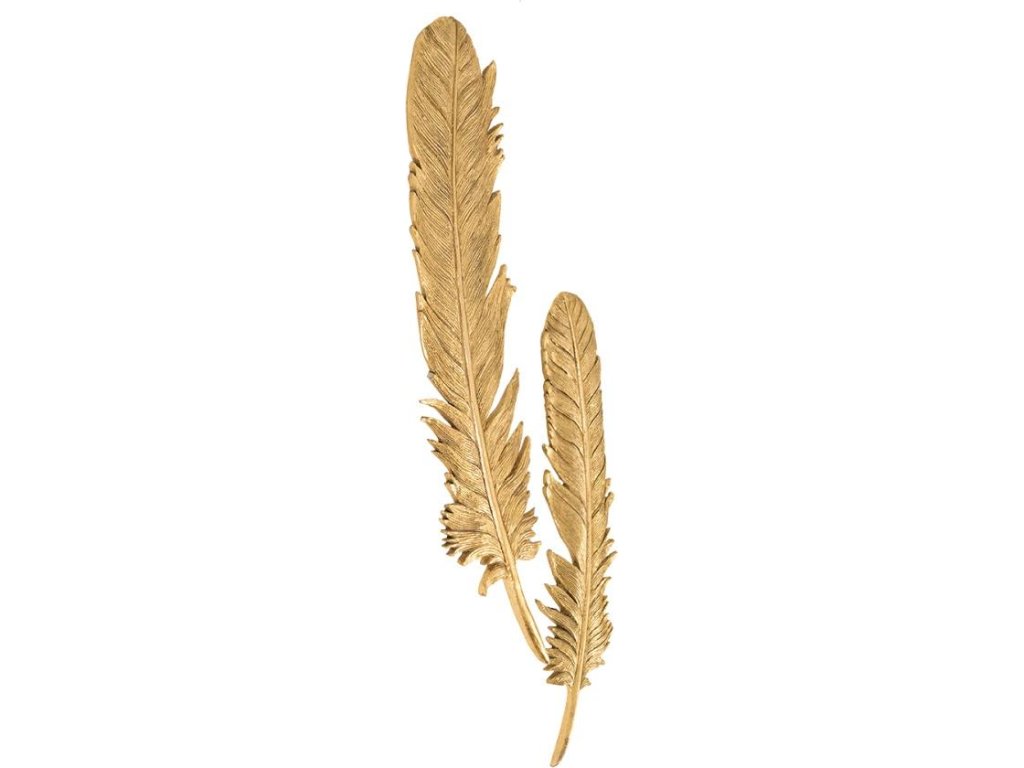 Feathers Wall Art, Small, Gold Leaf, Set of 2 - image 1