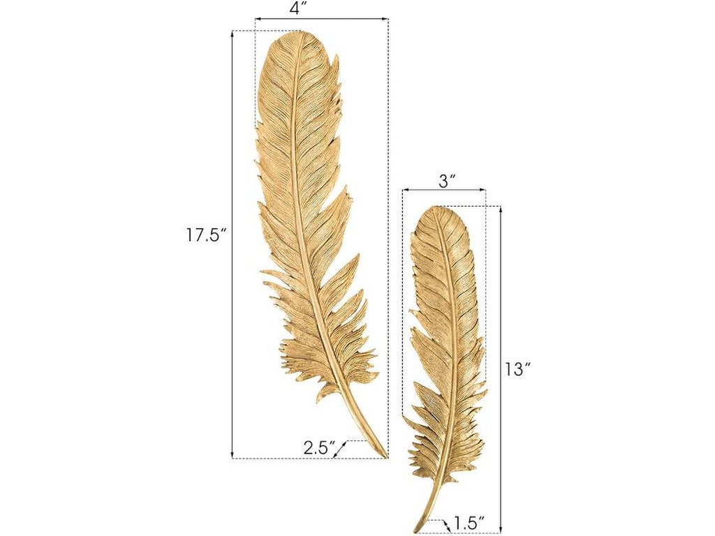 Feathers Wall Art, Small, Gold Leaf, Set of 2 - image 2