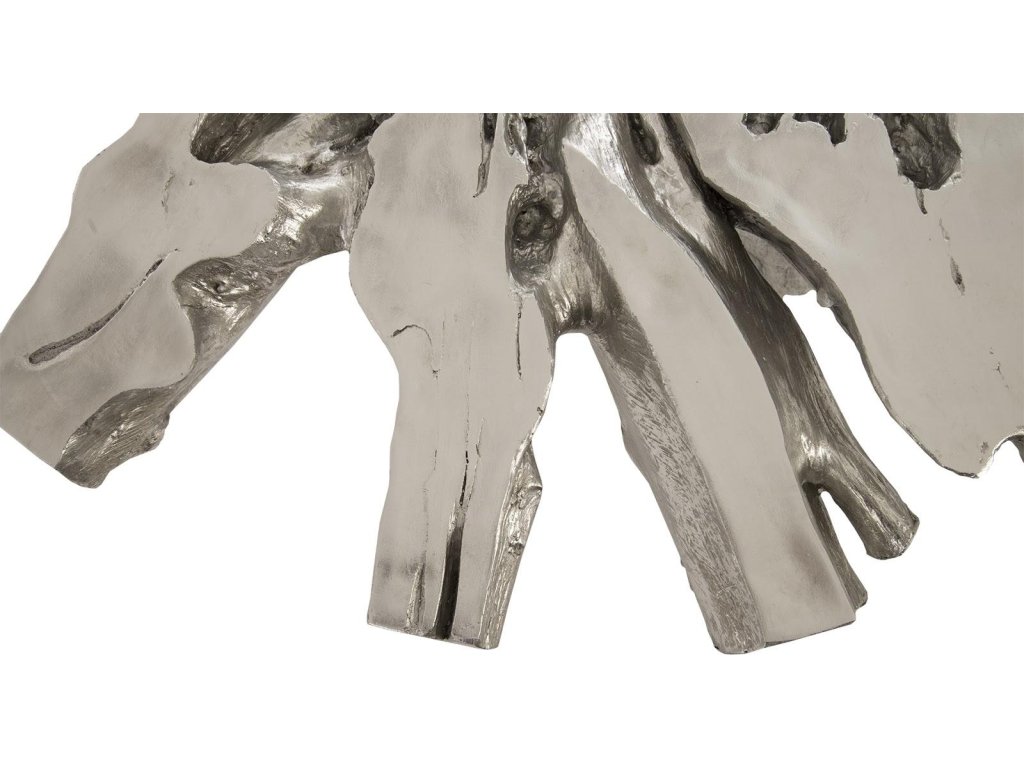 Abyss Cast Root Coffee Table With Glass, Silver Leaf - image 2