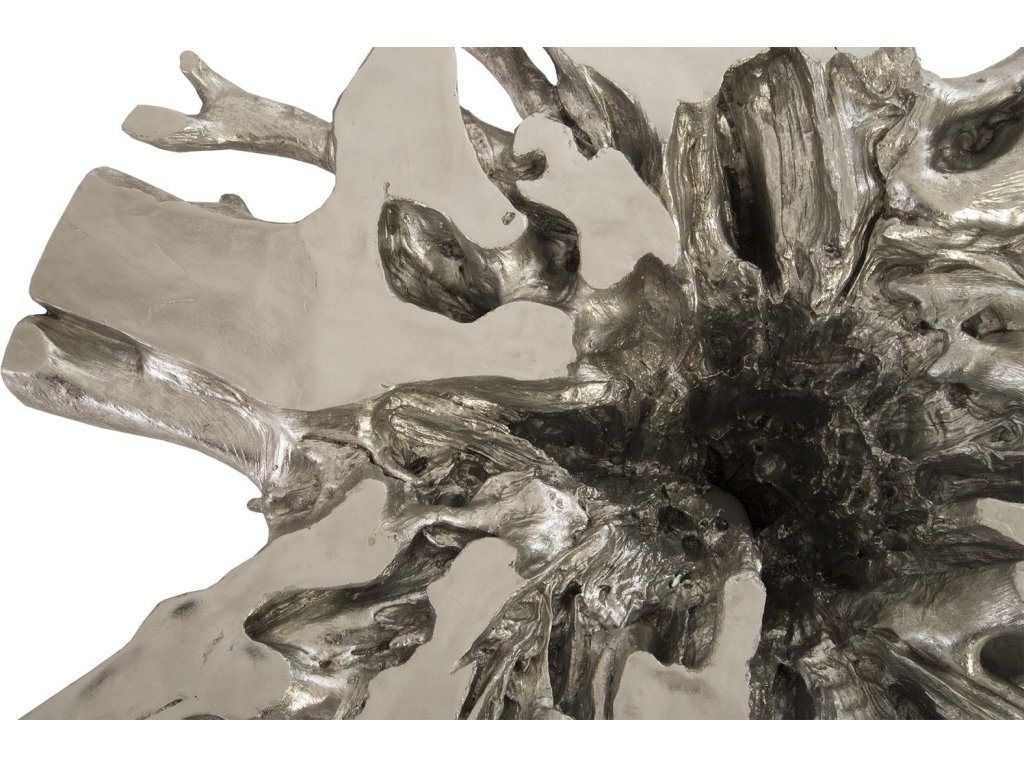Abyss Cast Root Coffee Table With Glass, Silver Leaf - image 3