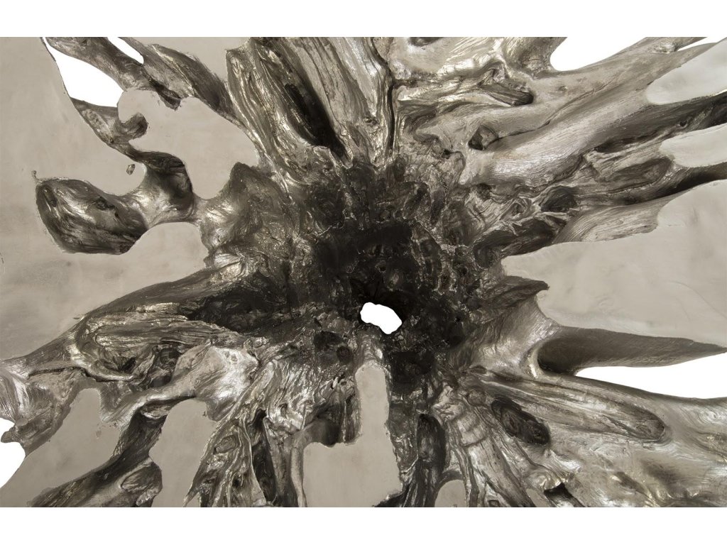 Abyss Cast Root Coffee Table With Glass, Silver Leaf - image 4
