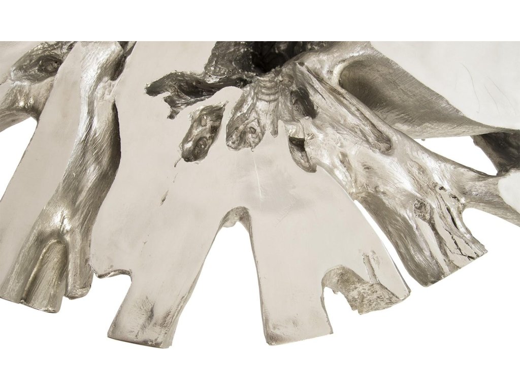 Abyss Cast Root Coffee Table With Glass, Silver Leaf - image 5