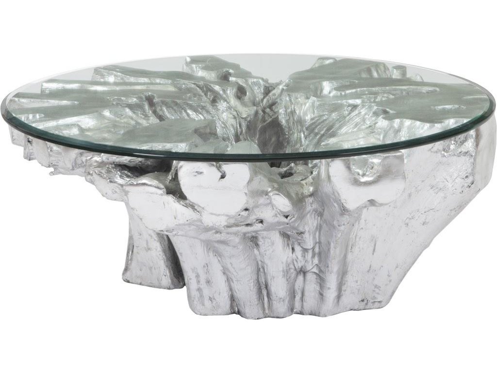 Abyss Cast Root Coffee Table With Glass, Silver Leaf - main image