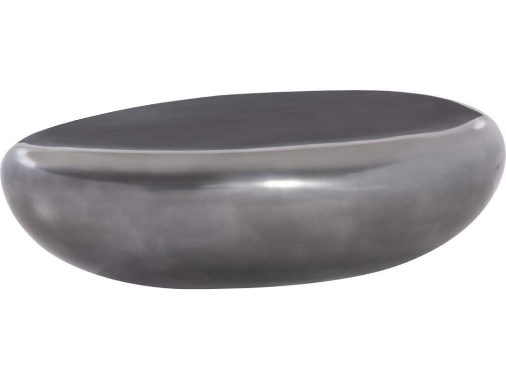 River Stone Coffee Table, Polished Aluminum, Large - main image