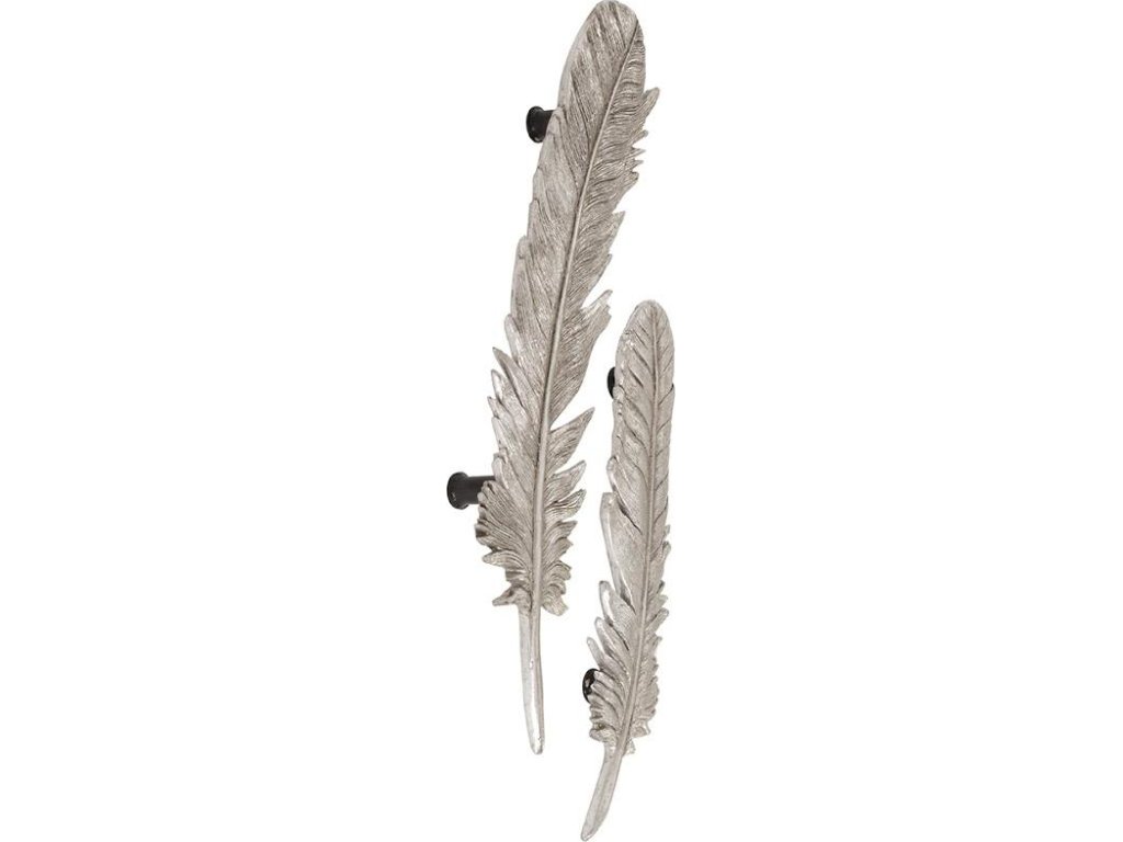 Feathers Wall Art, Small, Silver Leaf, Set of 2 - image 1