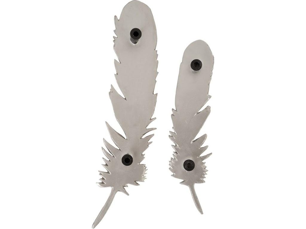 Feathers Wall Art, Small, Silver Leaf, Set of 2 - image 2