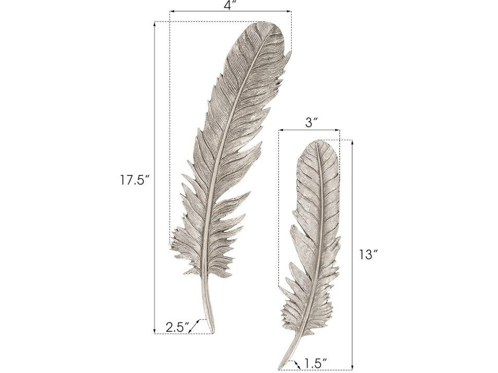 Feathers Wall Art, Small, Silver Leaf, Set of 2 - image 4