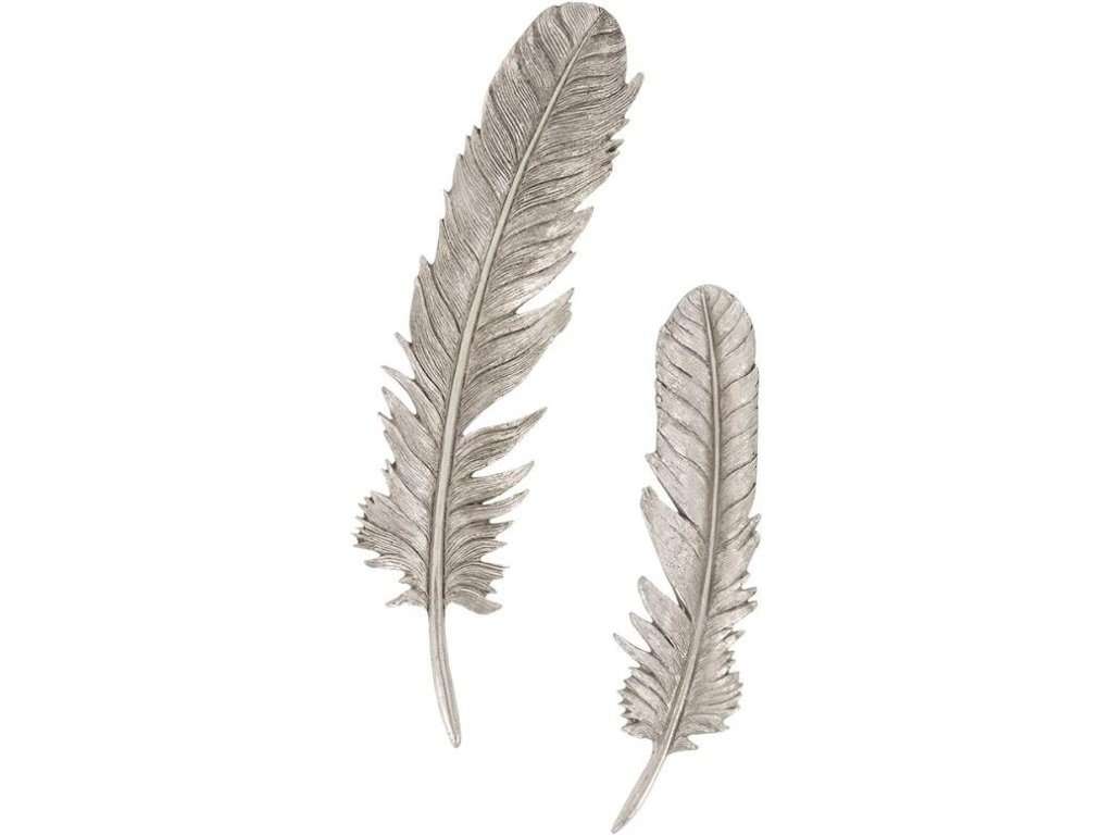 Feathers Wall Art, Small, Silver Leaf, Set of 2 - main image