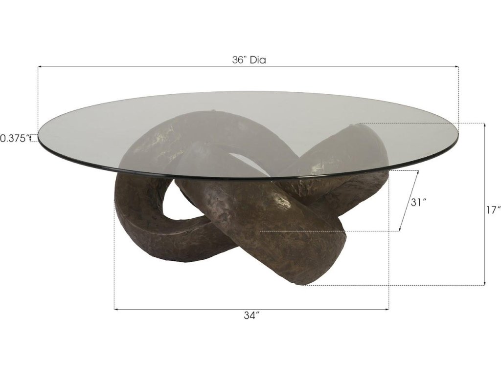 Trifoil Coffee Table, Bronze w/ Glass - image 4