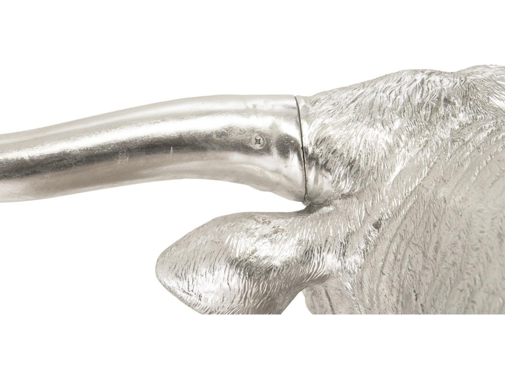 Longhorn Bull Wall Art, Resin, Silver Leaf - image 2