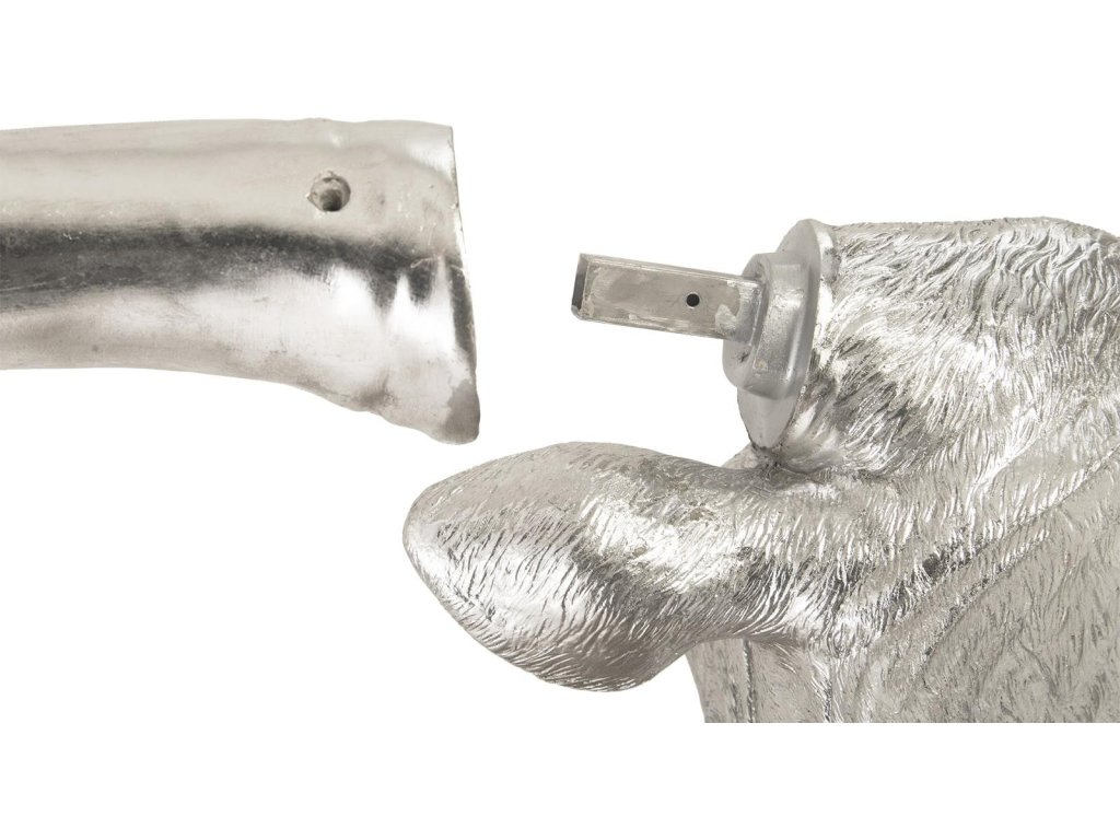 Longhorn Bull Wall Art, Resin, Silver Leaf - image 3