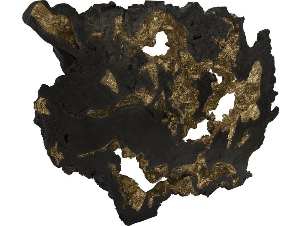 Burled Root Wall Art, Large, Black and Gold Leaf - image 1