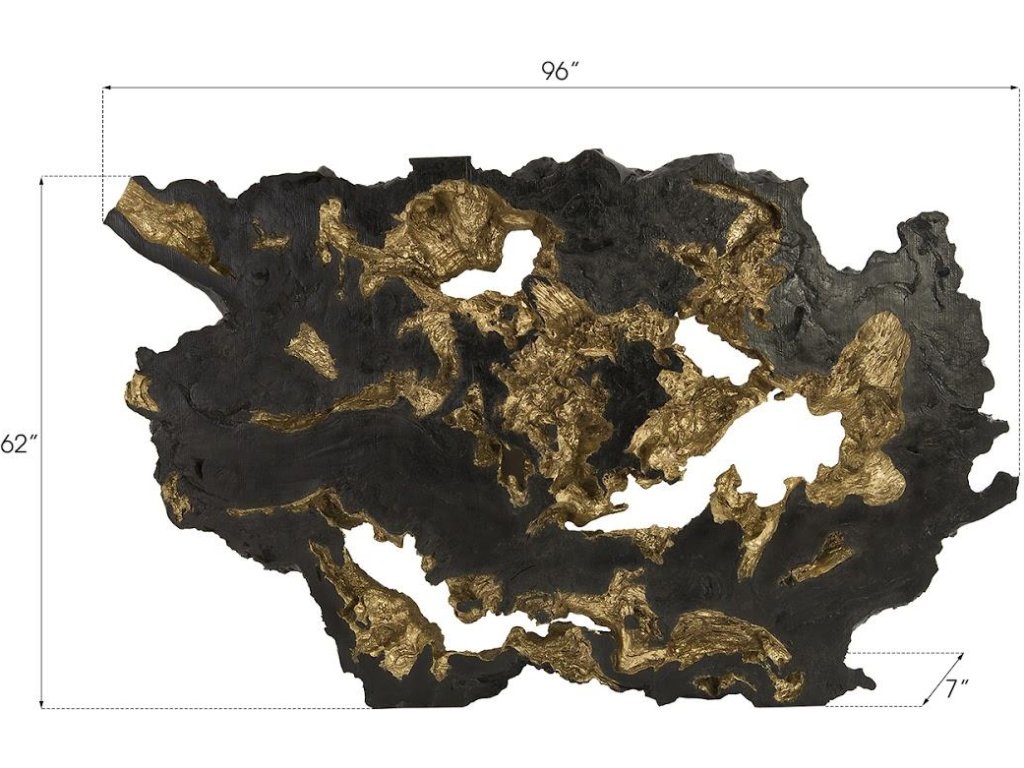 Burled Root Wall Art, Large, Black and Gold Leaf - image 9