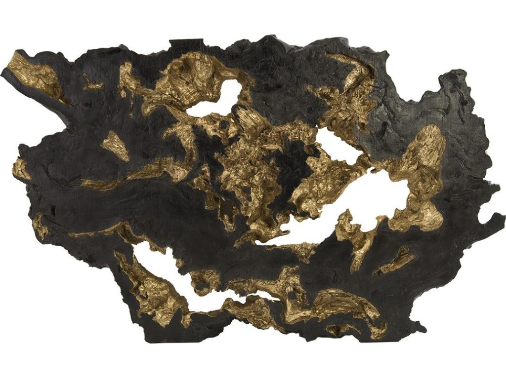 Burled Root Wall Art, Large, Black and Gold Leaf - main image