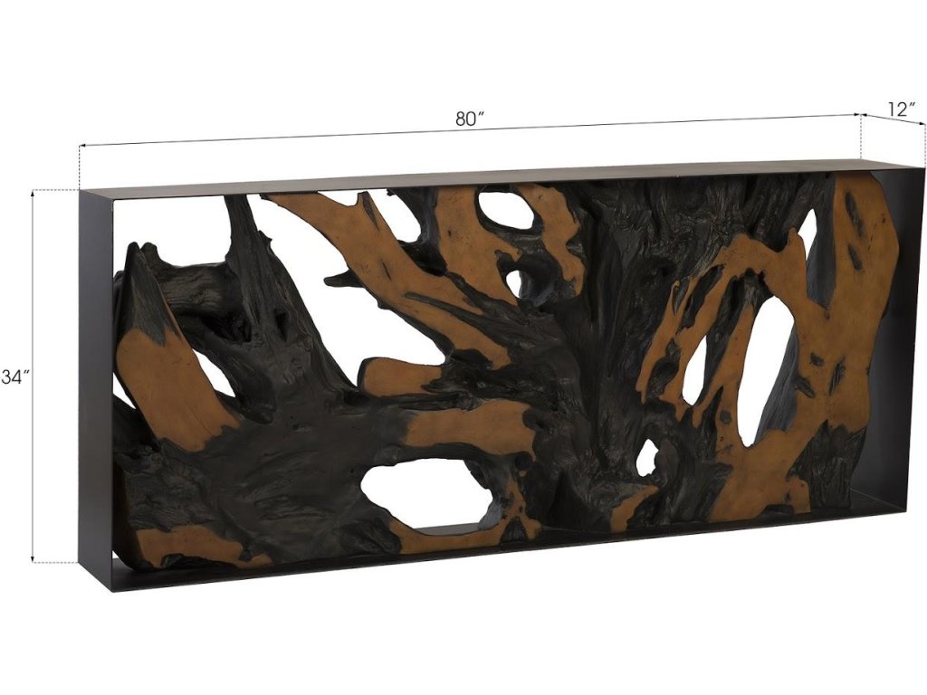 Cast Root Metal Framed Console Table, Resin, Brown - image 3