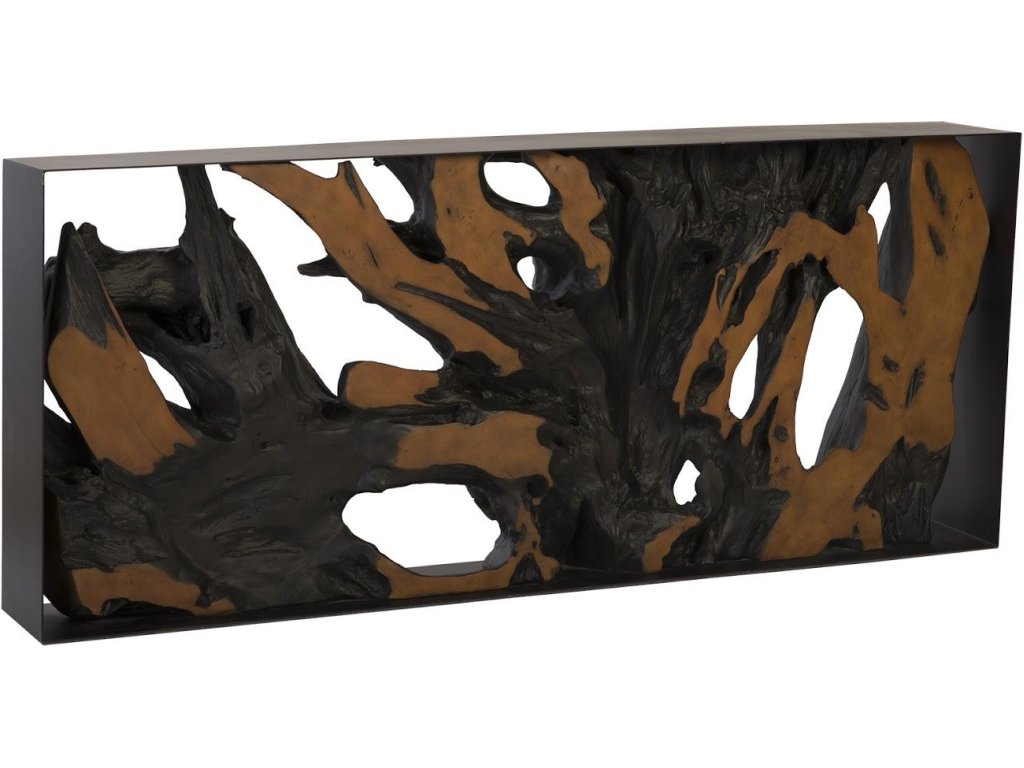 Cast Root Metal Framed Console Table, Resin, Brown - main image