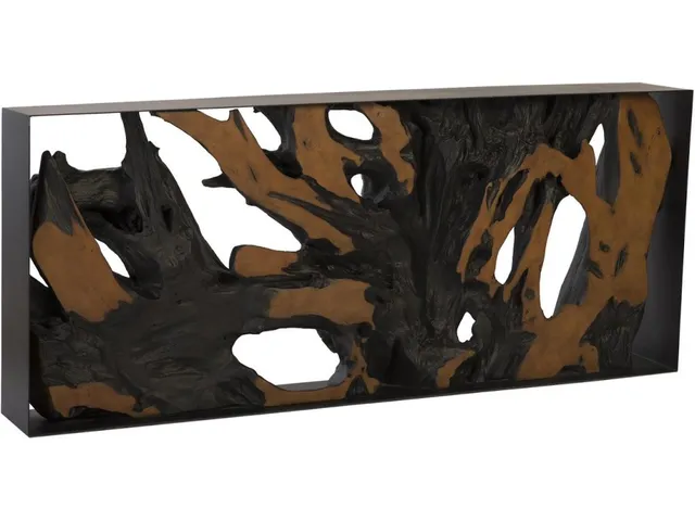 Cast Root Metal Framed Console Table, Resin, Brown