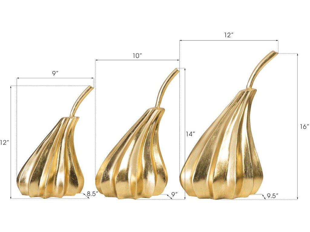 Hand Dipped Pears Set of 3, Gold Leaf - image 3
