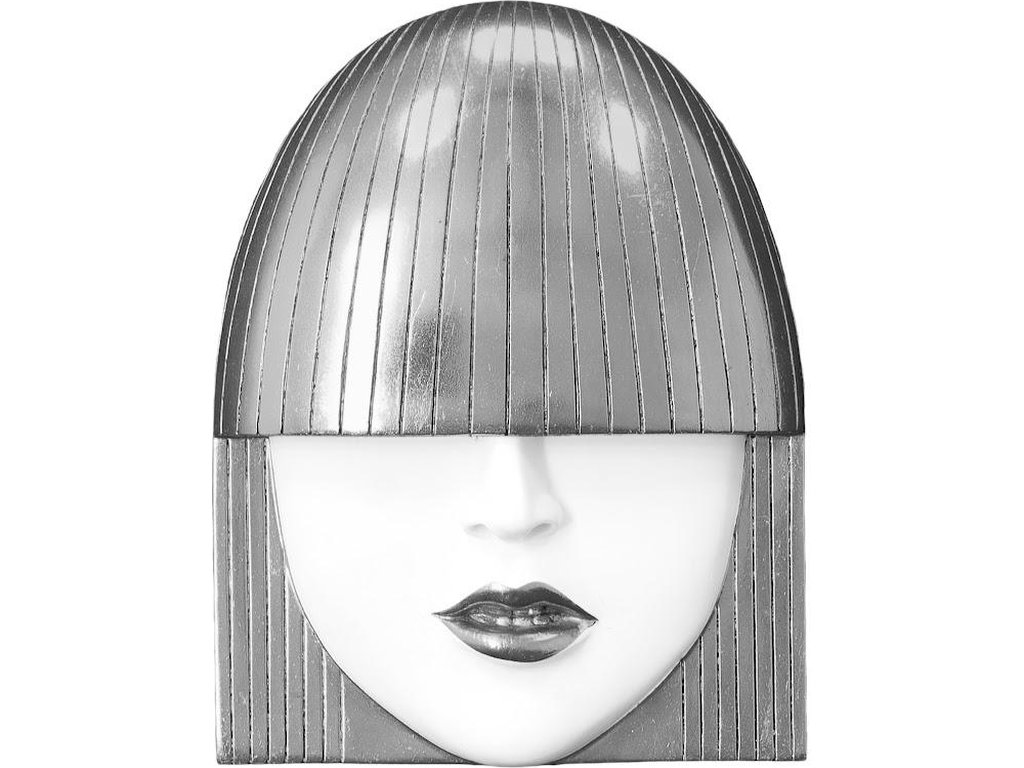 Fashion Faces Wall Art, Small, White and Silver Leaf, Set of 3 - image 2