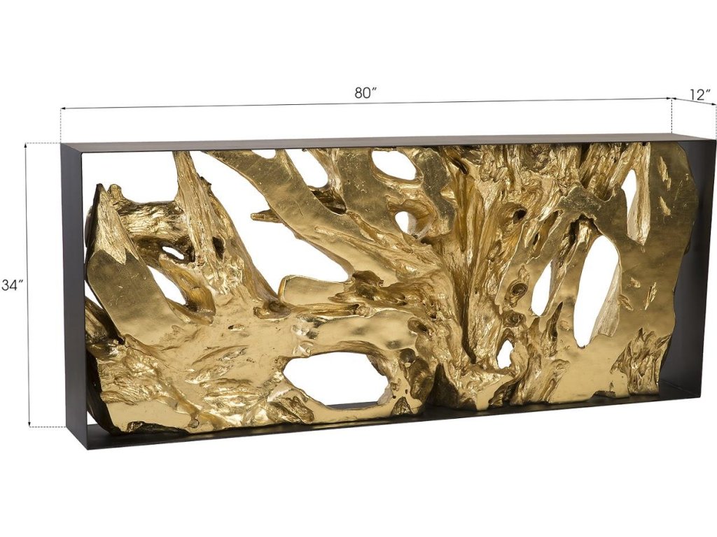 Cast Root Metal Framed Console Table, Resin, Gold Leaf, LG - image 3