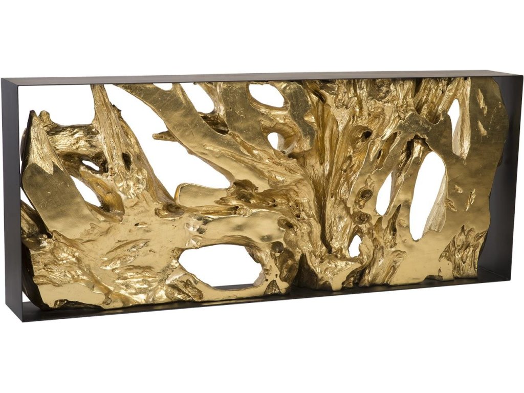 Cast Root Metal Framed Console Table, Resin, Gold Leaf, LG - main image