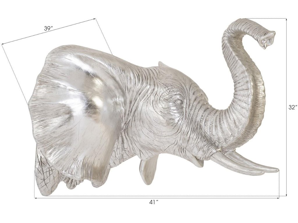 Elephant Wall Art, Resin, Silver Leaf - image 4
