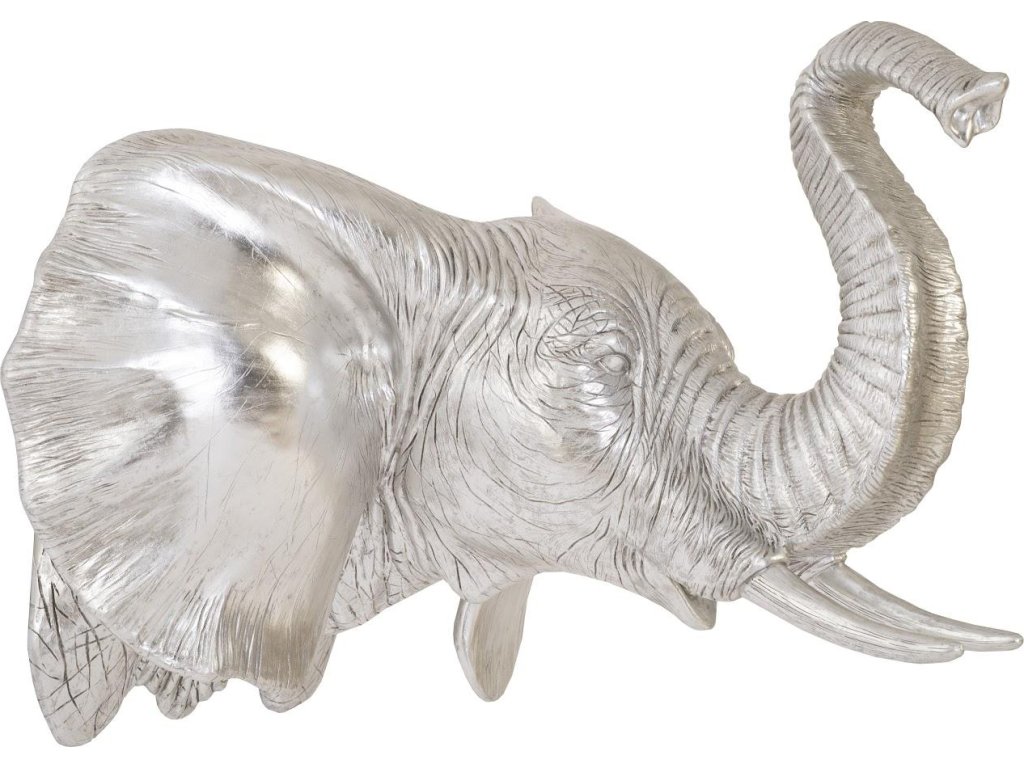 Elephant Wall Art, Resin, Silver Leaf - main image