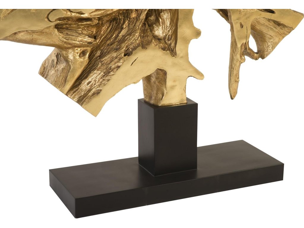 Cast Teak Root Sculpture On Base, Gold leaf - image 1