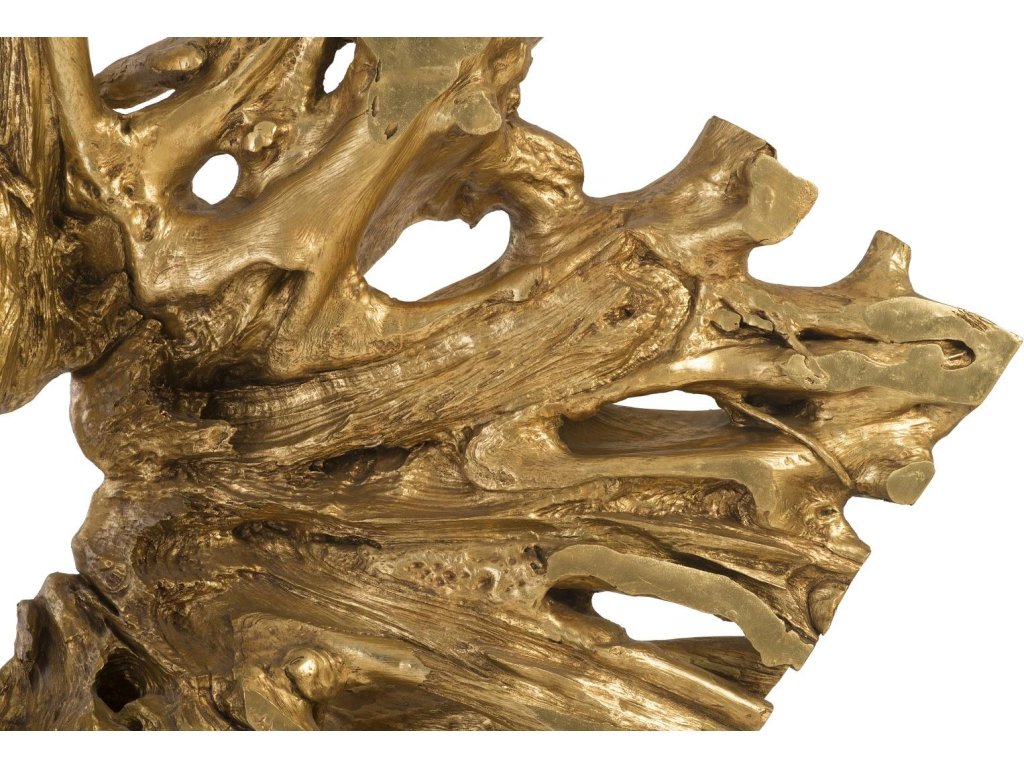 Cast Teak Root Sculpture On Base, Gold leaf - image 2