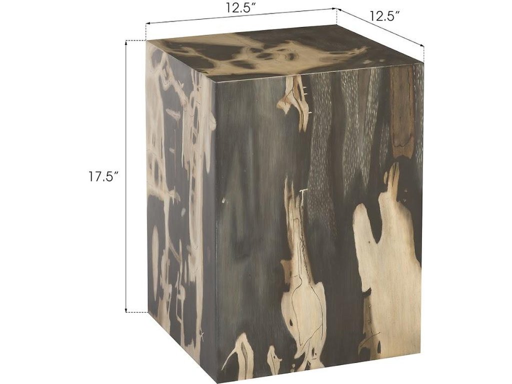 Cast Petrified Wood Stool, Resin, Square - image 4