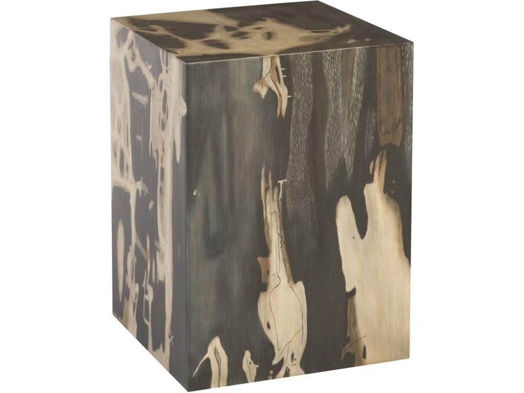 Cast Petrified Wood Stool, Resin, Square - main image